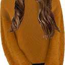 Crewneck Sweaters Chunky Lantern Sleeve Knit Jumper Tops Casual Drop Shoulder Pullover Outwear M