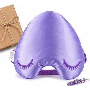 Weighted Eye Mask for Sleeping, Blackout Sleep Mask with Lavender Herbal Filling, Satin Eye Mask for Migraine Relief, Meditation, Relaxation & Stress Relief for Women