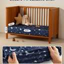 Unnivoll Baby Crib Sheets for Boys Girls, 28x52x8in Fitted Crib Sheet Neutral 3 Pack for Standard Crib and Toddler Mattress, Breathable Soft Microfiber Baby Sheet Blue Gray Planet