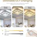 COCOSTAR Crystal Chandeliers, Modern Led Luxury Chandelier, 34" Suqare Flush Mount Chandelier Ceiling Light, Raindrop Chandeliers for Dining Room, Living Room, Bedroom
