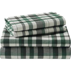 Woolrich Cotton Sheet Set Cottage Charms Print, 100% Cotton Flannel Sheets Warm & Fuzzy Bedding Set Queen Size Sheets, Fitted Pocket Fits Up to 14" Mattress, Queen Finton, 4 Piece