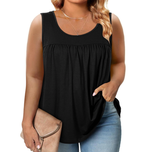 Eytino Plus Size Tank Tops for Women Sleeveless Crew Neck Summer Casual Loose Tee Shirts(2XL)