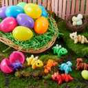 JOYIN 8 Pcs Prefilled Easter Eggs with 3D Printed Toys Mini Dinosaur, Articulated Toys, Basket Stuffers Fillers for Kids Party Favors, Stuffed Easter Egg, Classroom Prize Supplies(Age 8+)