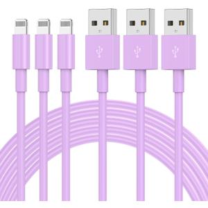 3Pack [Apple MFi Certified] Apple iPhone Charger 10ft, iPhone Chargers iPhone Lightning to USB Cable 10 Foot, Fast Charging Cord for Apple iPhone 12/11/11Pro/11Max/ X/XS, ipadPurple