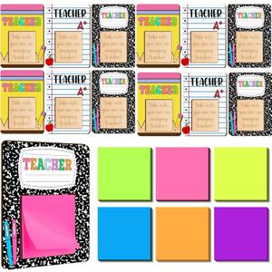 Eersida 24 Pcs/12 Sets Back to School Teacher Gift Daycare Teacher Appreciation Gifts Bulk Teachers Thank You Gift Wood Post Sticky Note Holder Composition Pencil Preschool Elementary Office Supply