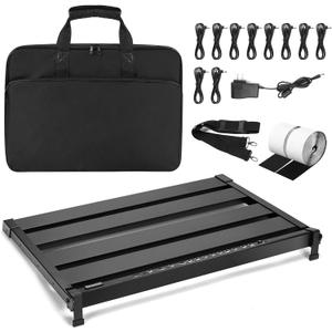 20.5" x 13.8" Pedal Board with Integrated Power Supply, Aluminum Folding Powered Guitar Pedalboard with Carry Bag (GK-58) (Black) 20.5" x 13.8" Pedal Board with Integrated Power Supply, Aluminum Folding Powered Guitar Pedalboard with Carry Bag (GK-58) (Black)