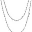 Twist Chain Necklace 2/3/5/8MM Braided Rope Chain Necklace for Men Stainless Steel Rope Jewelry for Men & Women Rope Chain for Pendant 18/20/22/24 Inch with Delicate Gift Box