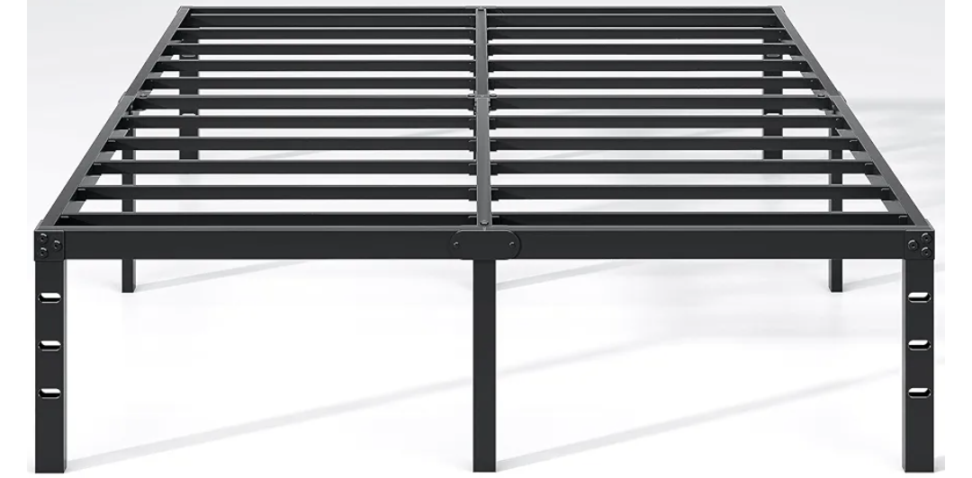 NEW JETO Metal Bed Frame,Full Size Bed Frame with Storage Space,Heavy Duty Sturdy Mattress Foundation,Easy Assembly,No Box Spring Needed, Black,16 Inch,Full