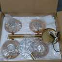 4-Light Bathroom Light Fixtures, 27" Brushed Gold Vanity Lights for Bathroom with Ribbed Amber Tulip Glass Shade, Vintage Bathroom Vanity Lighting Fixtures Over Mirror for Bedroom Living Room Hallway