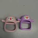 Smily Mia 2pack Penguin Teether for Babies 0-6Month, Infant Teething Toys,Pacifiers for Breastfed Babies, Silicone Teething Mittens for 3-6Months, Perfect Shower Gift+Baby Registry, Pink&Purple, 06-purple andlight pink
