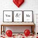 Houmury Set of 3 Framed Wall Decor Farmhouse Wall Art You & Me Always and Forever Vintage Bedroom Wall Decors 12x16 (White)
