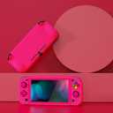 PlayVital ZealProtect Protective Case for Nintendo Switch Lite, Ergonomic Grip Hard Cover - Durable Shock-absorbent Anti-Scratch with Screen Protector & Thumb Grip Button Caps, Bright Pink