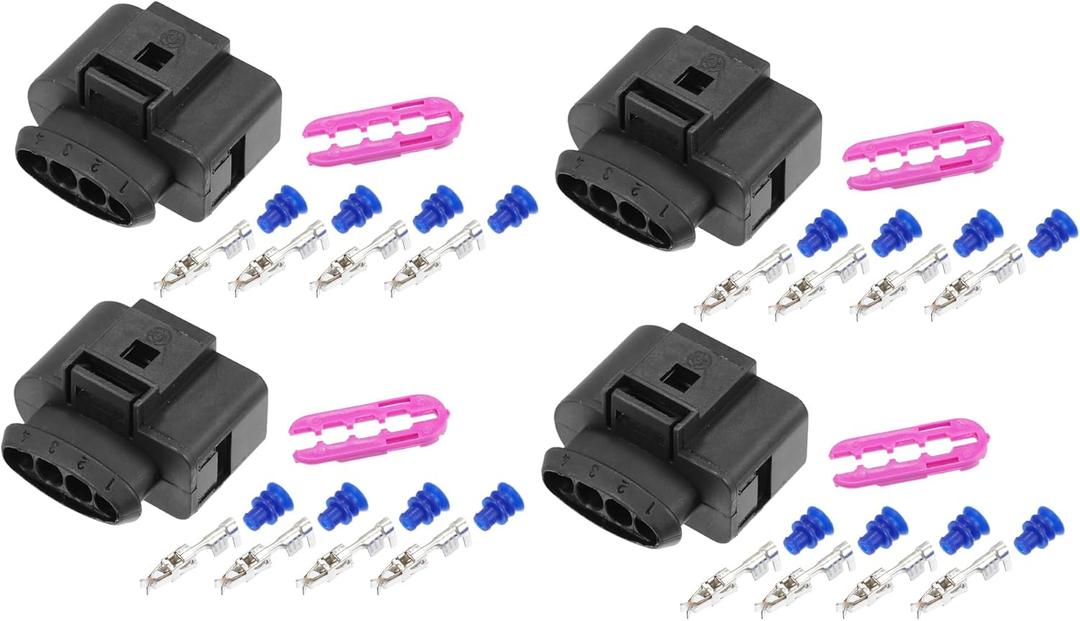 uxcell 4 Set 4 Pin No.1J0973724 Ignition Coil Coilpack Connector Adapter Plug Clip Kit Replacement for VW for Audi for Seat for Skoda