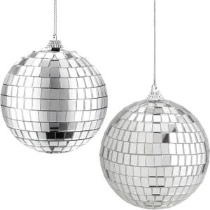 Rocutus 4 Pack Mirror Disco Balls,Silver Hanging Party Disco Ball for Party or DJ Light Effect, Home Decorations, Stage Props, Game Accessories (3.15 Inch)