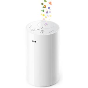 Waterless Essential Oil Diffuser, Portable Aromatherapy Diffuser with 20mL Capacity, Battery Operated Mini Scent Diffuser,3 Mist Levels & Timers, Leak-Free, for Home, Car, Office (White)