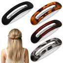 4Pcs Flat Barrettes Clips For Thick & Thin Hair, Lightweight Plastic French Hair Clips | Slides Non Slip Strong Hold Clamps | Comfortable for Driving, Yoga & Daily Use