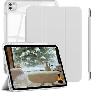 Case for iPad Pro 11 Inch 4th 2022, Pro 3rd/ 2nd Generation 2021/2020 with Pencil Holder, Shockproof Slim Cover with Clear Hard PC Back Shell for iPad Pro 2022/2021/2020, Auto Sleep/Wake, Gray