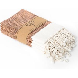 Smyrna Turkish Cotton Original Cloth Napkins Set of 6, 18 x 18 Inches, Decorative Boho Table Napkins for Dining Table Versatile Farmhouse Cloth Napkin for Dinner, Wedding and Parties, Orange