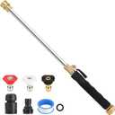 2026 Upagraded Jet Nozzle Power Washer for Garden Hose, Pressure Washer Wand with 3 Different Nozzles and Hose Quick Connectors for Car, Patio,Pet,Window, Black