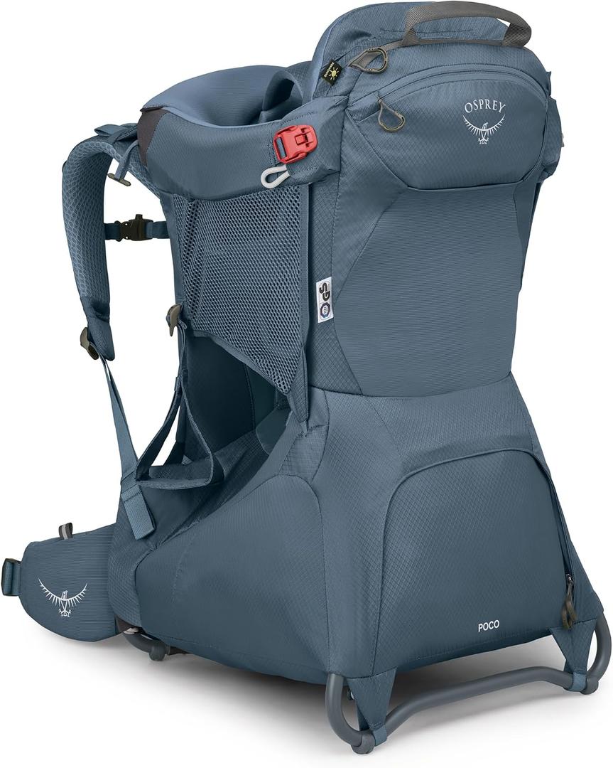 Osprey Poco Child Carrier Backpack - Adjustable Travel Baby Carrier with Sunshade - Hiking Carrier for Toddlers, Tidal Blue, OS size