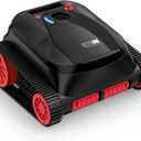 NIXBOT QP5 Robotic Pool Cleaner, Cordless Pool Vacuum for Inground Pools, Dual-Motor Turbine System, Robotic Pool Vacuum for Above Ground Pools with Wall Climing and Navigation Technology (Red/Black)