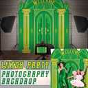 VitalCozy 4 Pcs Green Castle Door Cover 6.5 x 3 ft Green Castle Backdrop Fairytale Backdrop Wonderland Hanging Banner Porch Sign for Home Bar Backyard Decorations Halloween Cosplay Party Supplies