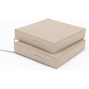 Patio Chair Cushions 22 X 22 X 4 Inch Waterproof Outdoor Seat Cushions for Patio Furniture, Outdoor Sofa Couch Pads with Ties & Handle, Set of 2, Sand