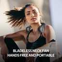 Portable Neck Fan, Hands Free Bladeless, 360 Cooling Personal Fan,Wearable Quiet Fan for Outdoor Indoor, Birthday Gifts for Men Women Mom Dad, 4000mAh Battery USB Rechargeable, 3-Speeds( Black)