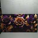 3pcs Purple Gold Rose Canvas Wall Art Abstract Rose Floral Pictures Wall Decor Elegant Blossom Gold And Purple Posters Prints Paintings for Living Bedroom Bathroom Decoration Ready To Hang (24L" x 16W"-Canvas)