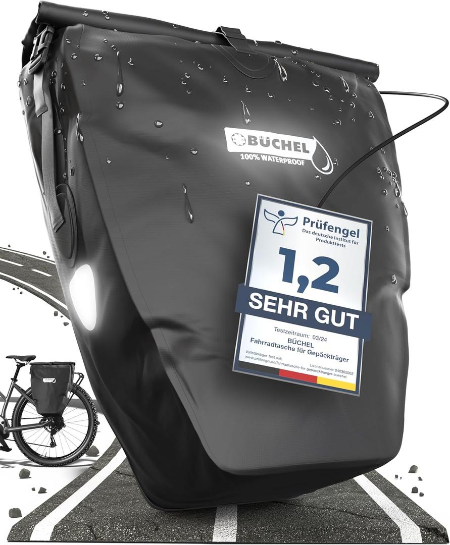 Pannier Rack Bag 26L Volume I Large Capacity Bike Bag 100% Waterproof, Bicycle Panniers Rear Rack Bag for Grocery Touring Cycling I Big Rear Bag, Bike Saddle Bag, Commuter Long Cycling Trip