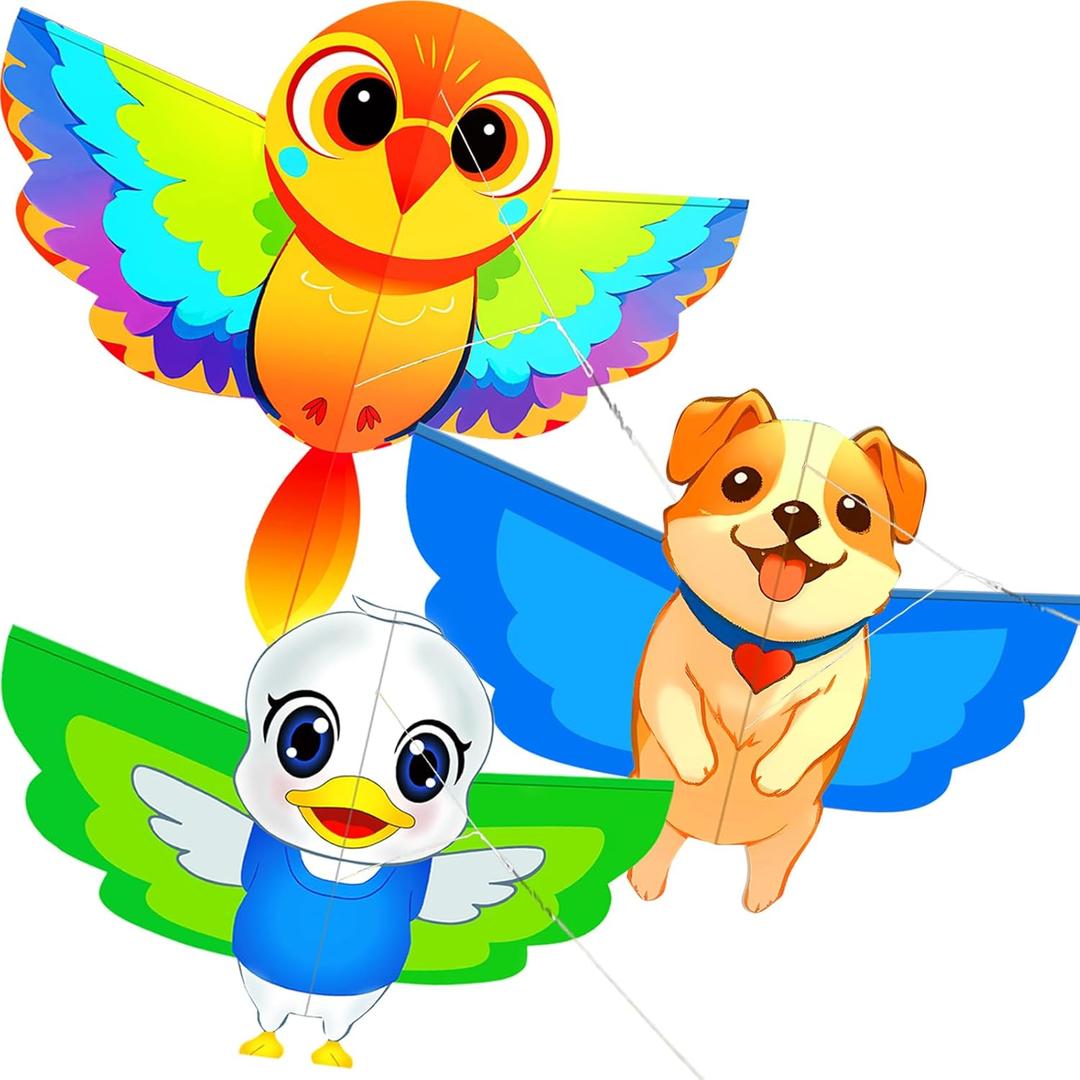 HENGDA KITE Animals Kite for Kids Beginners and Adults Cute Design High Definition Printing Easy to Carry (Yellow Blue White)