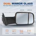 KUIPERAUTO Pair Black Power Heated Towing Mirrors Compatible for 1998-2001 Dodge Ram 1500/1998-2002 Dodge Ram 2500 3500 w/White DRL, Led Turn Light, Larger than standard