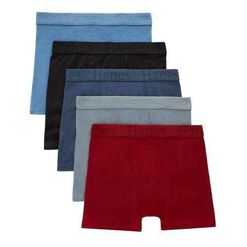 Hanes Ultimate Boys' Originals Boxer Brief Underwear, SuperSoft Boxer Briefs for Boys, Assorted 5-Pack 8-10 M