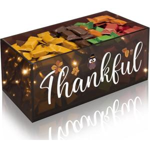 Thanksgiving Candy Bowl with Light Brown Acrylic Box Candy Dish Holder Box for Fall Thanksgiving Decor Party Supplies Serving Gift