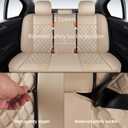 HChengkikz Car Seat Covers Full Set, Breathable and Waterproof Napa Leather Car Seat Cover, Interior Universal Fit for Cars, Sedans, SUVs, Vans, Trucks (Full Seat, Beige)