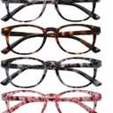 Przene Reading Glasses for Men Women Blue Light Blocking Readers Spring Hinges Lightweight Style Pack (Demi Grey/Brown/Blue/Red)