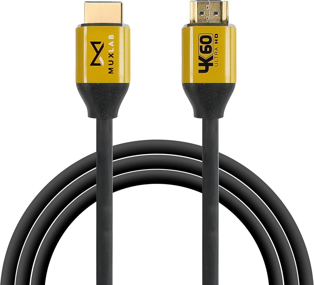 Muxlab Certified HDMI 2.0 Cable 6ft / 1.8m | 24K Gold Plated | Premium High Speed 18Gbps | 4K@60Hz 4:4:4 | 3D, Ethernet, ARC Support | for Monitors, Xbox, PS5, PS3/4, Roku, Fire TV, Samsung, LG