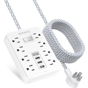 Surge Protector Power Strip, 10 Ft Extension Cord with PD 30W USB C Port, 8 AC Outlets and 3 USB A Ports for Home, Office, Dorm Essentials, 1700 Joules, White