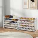 Large Shoe Rack 10 Tier Shoe Organizer, Heavy Duty Metal 5-Tier Stackable Shoe Storage Vertical Shoe Rack for Closet Front Door Entrance, Up to 62 Pairs, 44.8" W x 11.4" D x 71.2" H, White