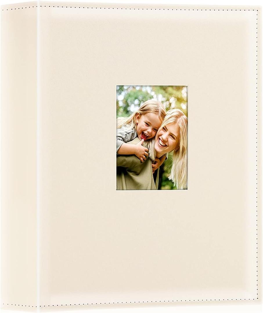 Ywlake Photo Album 4x6 400 Pockets, Leather Photo Albums Holds 400 Vertical Pictures Only Beige