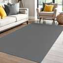 IOHOUZE Washable Area Rug 4x6 Non Slip Rubber Backed Woven Rugs for Entryway Indoor Bedroom Rugs Kitchen Rug Floor Throw Carpet for Entrance Front Door Living Room, Dark Grey