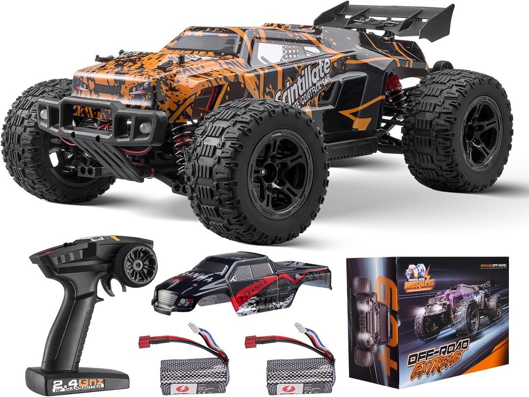 VEVOR 1:10 Brushless RC Car, Remote Control for Adults Boys Max 50 km/h All Terrain 4WD Off-Road Truck With Extra Shell, Waterproof High Speed, Hobby Trucks Racing IPX4