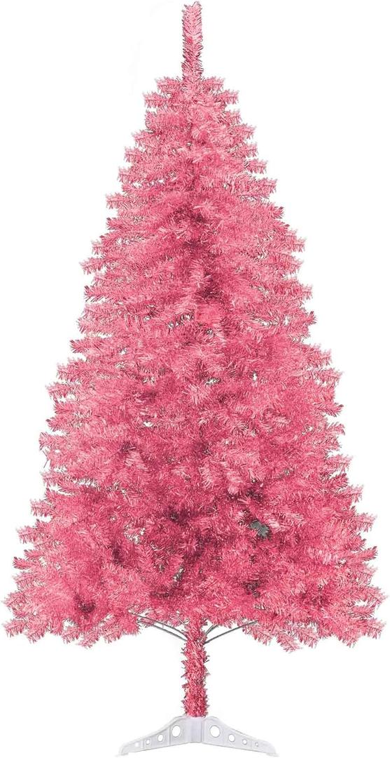 6Ft Pink Christmas Tree, Artificial Christmas Tree with 550 Branch Tips for Home, Indoor, Outdoor, Halloween Holiday Decorations
