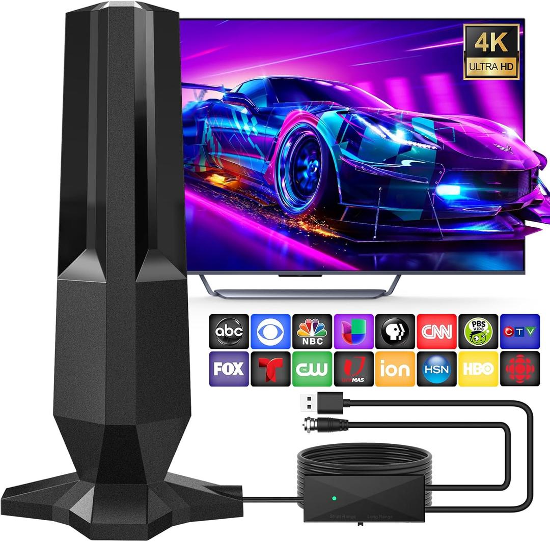 2026 TV Antenna Indoor,TV Antenna for Local Channels with 3500 Miles Range,Digital TV Antenna Support 8K 4K 1080P All TVs,Smart TV Antenna Outdoor Easy Installation 360 Reception-HD Antenna 25ft Coax (Black)