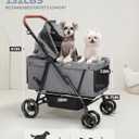 Dog Stroller for Large & Medium Dogs (20-132 lbs), Pet Stroller for 2 Small Dogs, Extra Large Heavy Duty, Foldable & Ventilated, Grey