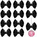 FAKILO 30pcs Twist Tie Bows 5 inch Black Satin Ribbon Premade Bows with Adhesive for Crafts Sewing Cake Candy Apples Treat Gift Bags Christmas Wedding Gift Wrapping