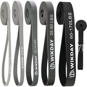 WIKDAY Resistance Bands, Pull Up Bands, Workout Bands for Exercise, Thick Heavy Resistance Band Set with Door Anchor, Elastic Bands for Body Stretching, Training at Home/Gym for Men & Women (Gray Color)