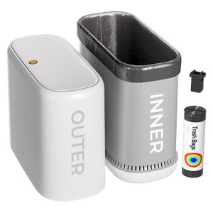 CTIME Small Bathroom Can - Bathroom Garbage Can with Lid and Odor-Lock Seal | Waterproof - OneTouch Press for RV, Kitchen, Office (3 Gal)