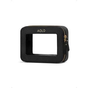 AOLO Clear Makeup Bag Organizer - Medium Make up Pouch for Travel, Clear Cosmetic Bags with Zipper, Cute Transparent Skincare Toiletry Case for Women Traveling Essentials (Black, M)