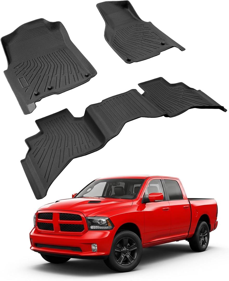 Floor Mats for 2009-2018 Dodge Ram 1500 Quad Cab & 19-24 Classic Quad Cab